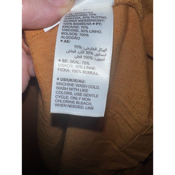 The Drop Blanca Linen Maxi Dress Womens 4X Button-Front V-Neck Golden Orange New - Picture 8 of 13